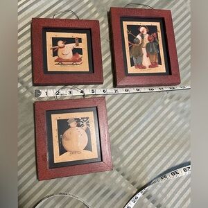 Framed Snowman Wall Art - Red Brown Frame - Unbranded